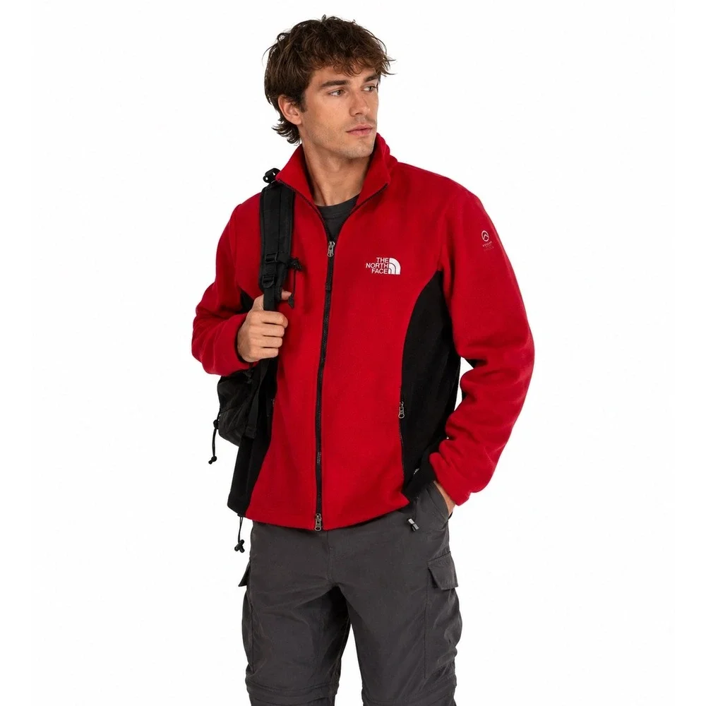 The North Face Summit Windstopper Fleece Jacket Mens L Red Black Hiking Gorpcore